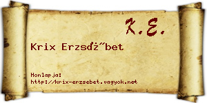 Krix Erzsébet névjegykártya